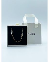 SVNX - Long Pearl Safety Pin Necklace In Gold - Lyst