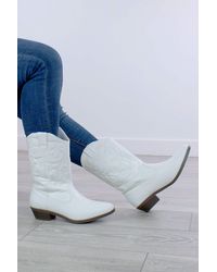AJVANI - Low Cuban Heel Cowboy Western Calf Boots - Lyst