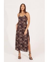 Brave Soul - Strappy Leopard Print Maxi Dress With Split - Lyst
