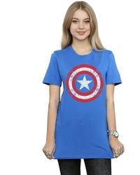 Marvel - Avengers Captain America Scratched Shield Cotton Boyfriend T-Shirt - Lyst