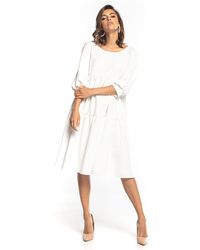 Love Lace - Ruffle Flared Daydress With Boat Neck - Lyst
