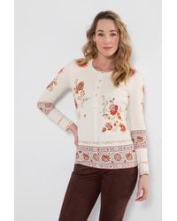 Joe Browns - Alice Printed Ribbed Henley Top - Lyst