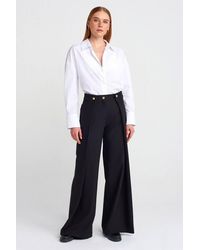 Dilvin - High-Waist Wide-Leg Crepe Trousers - Lyst