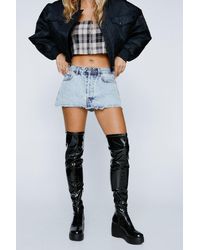 Nasty Gal - Patent Wedge Thigh High Boots - Lyst