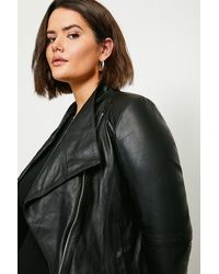 Karen Millen - Curve Leather And Ponte Envelope Neck Biker Jacket - Lyst