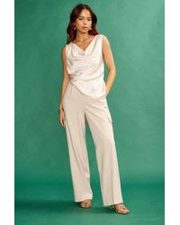 ANOTHER SUNDAY - Linen Look Cargo Trousers With Wide Leg In Stone - Lyst