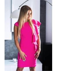 Love Lace - Short Sleeve Dress With Ruffles & Zip - Lyst