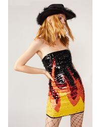 Nasty Gal - Flame Sequin Bandeau Bodycon Dress - Lyst