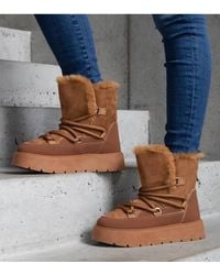 Love Lace - Platform Round Toe Faux Leather Snow Boots - Lyst