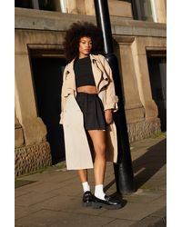 Nasty Gal - Two Tone Oversized Belted Trench Coat - Lyst