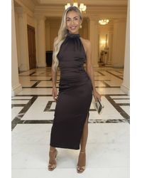 AX Paris - Halter Neck Draped Waist Midi Dress - Lyst