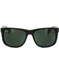 Ray-Ban - Rectangle Shiny Black Green Justin 4165 Sunglasses - Lyst
