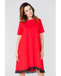 Love Lace - Lace Trim Trapeze Dress With Pockets - Lyst