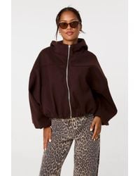 Pink Vanilla - Hooded Elasticated Hem Fleecy Jacket - Lyst