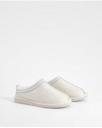 Boohoo - Embroidered Slip On Cozy Mules - Lyst