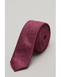 Burton - Burgundy Floral Skinny Tie And Pocket Square Set - Lyst