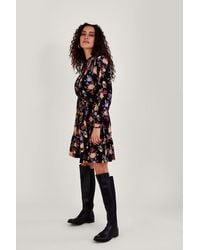 Monsoon - Floral Print Belted Jersey Dress - Lyst