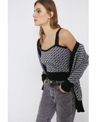 Warehouse - Geo Jacquard Knitted Cropped Vest - Lyst