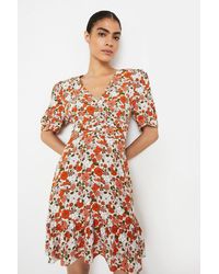 Warehouse - Ruched Mini Dress In Floral - Lyst