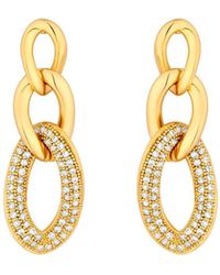 Jon Richard - Gold Plated Polished And Crystal Chain Drop Earrings - Lyst