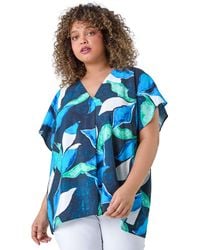 Roman - Curve Abstract Print Pleat Front Top - Lyst