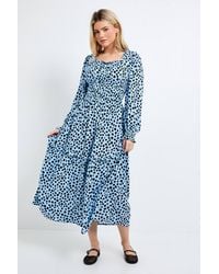 Dorothy Perkins - Spot Square Neck Blouson Sleeve Tiered Maxi Dress - Lyst