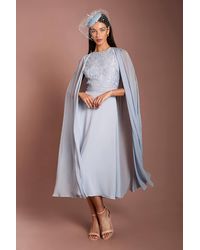 Coast - Lisa Tan Cape Sleeve Lace Midi Dress - Lyst