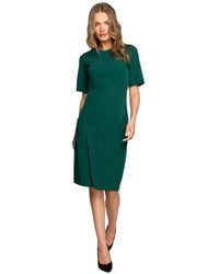 Love Lace - Viscose Short Sleeve Pencil Dress With Zip - Lyst