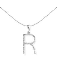 Jewelco London - 18ct White Gold Diamond Initial Charm Pendant Letter R 8x20mm - Innr027-r - Lyst