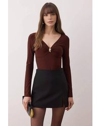 WOVCOR - V-Neck Fitted Knit Bodysuit W/ Ring Detail - Lyst