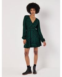 Apricot - Mixed Stripes Mini Wrap Dress - Lyst
