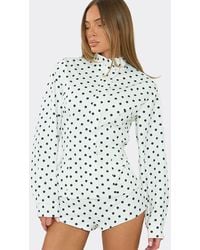 EGO - Long Sleeve High Neck Playsuit - Lyst