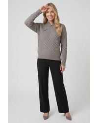 Izabel London - Chevron Texture Mandarin Collar Jumper - Lyst