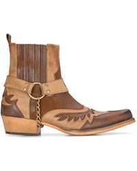Infinity Leather - Leather Cowboy Ankle Boots Cuban Biker Winklepickers Western Country - Lyst