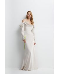Coast - Long Sleeve Cowl Neck Satin Bridesmaids Dress - Lyst