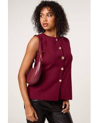 Blue Vanilla - Sleeveless Button Up Round Neck Top - Lyst