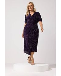 Yours - Sequin Velvet Wrap Maxi Dress - Lyst