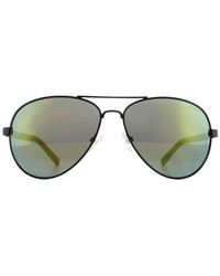 Guess - Aviator Matte Black Green Mirror Sunglasses - Lyst