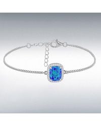 T.H.Baker - Rectangle Synthetic Opal & Cubic Zirconia Halo Bracelet 8.20.0300 - Lyst
