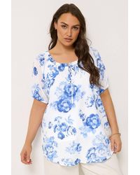 Yours - Floral Gypsy Tie Neck Top - Lyst