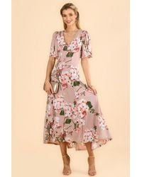 Jolie Moi - Mabilla Floral Print Mesh Maxi Dress - Lyst