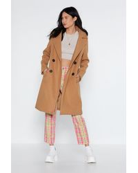Nasty Gal - Wool Longline Double Breasted Coat - Lyst