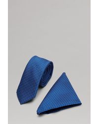 Burton - Bright Blue Mini Spot Tie And Pocket Square Set - Lyst