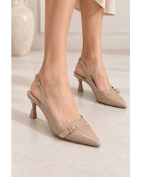 LARANGE - Pointed Buckle Strap Slingback Kitten Heels - Lyst