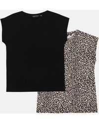 Dorothy Perkins - 3 Pack Black, White & Spot Roll Sleeve T-shirt - Lyst