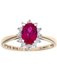 Jewelco London - 9Ct 1/4Ct Diamond Oval Ruby Royal Oval Cluster Ring 10Mm - Lyst