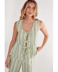 Nasty Gal - Cotton Gauze Stripe Tie Front Vest - Lyst