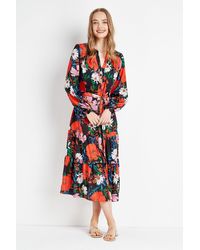 Wallis - Poppy Print Tiered Midi Shirt Dress - Lyst