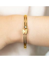 The Colourful Aura - Butterfly Zircon Animal Themed Slim Magnetic Design Bangle Bracelet - Lyst