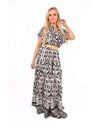 IKRUSH - Amelina Button Down Printed Maxi Shirt Dress With Waist Detail - Lyst